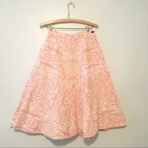 Vintage Floral Pink & White A-Line Full Skirt